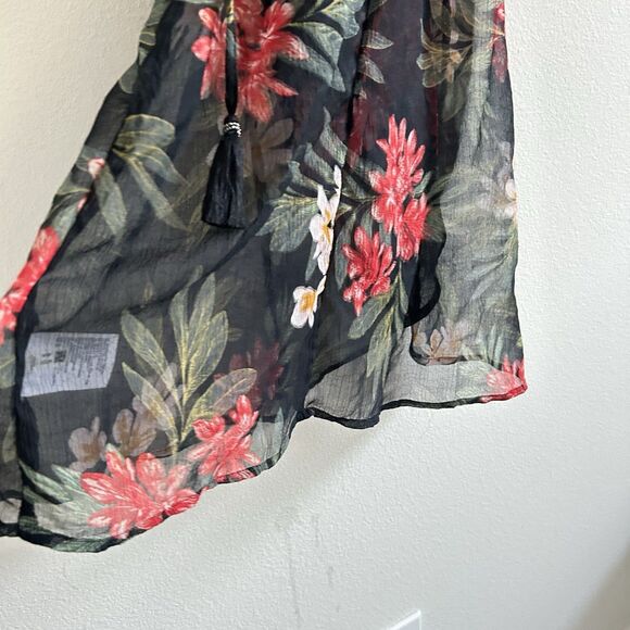 American Eagle Sheer Black Floral Robe Coverup Size M - Picture 9 of 13